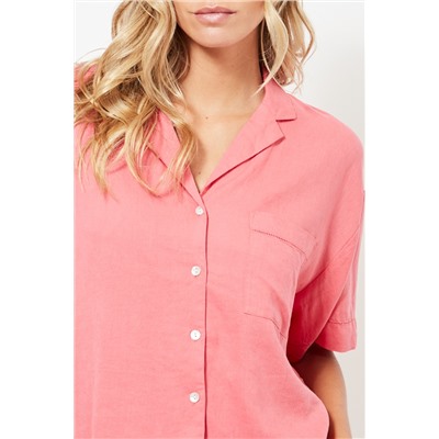 Camisa de pijama de lino - Rosa
