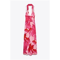 LONG PRINTED FOULARD DRESS
