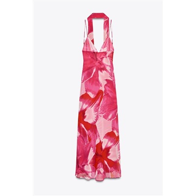 LONG PRINTED FOULARD DRESS