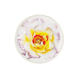 Тарелка десертная, 19 см, фарфор F, белая, с золотистым кантом, Камелия, Flowers, 59117