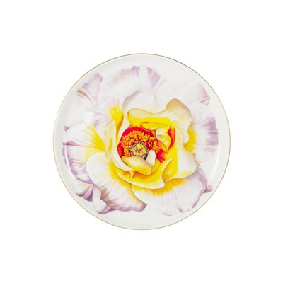 Тарелка десертная, 19 см, фарфор F, белая, с золотистым кантом, Камелия, Flowers, 59117