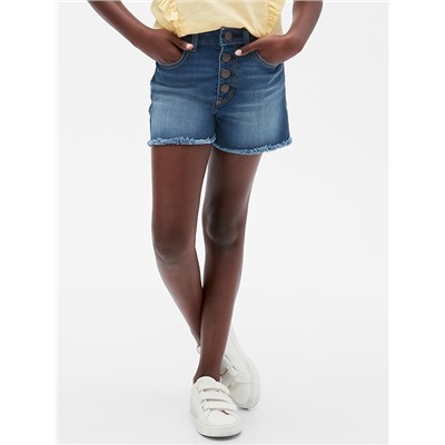 Kids Raw-Hem High Rise Denim Shorts