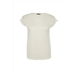 Taş Bisiklet Yaka Kol Detaylı %100 Pamuk Örme T-Shirt TBBSS22BF0023