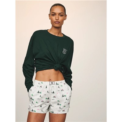 100% Cotton Shine Long-Sleeve Short Pajama Set