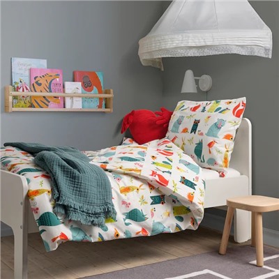 Bettwäsche-Set, 2-teilig, Tier/bunt, 140x200/80x80 cm