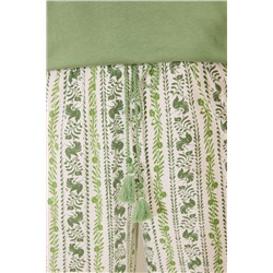 Pijama manga corta algodón estampado verde