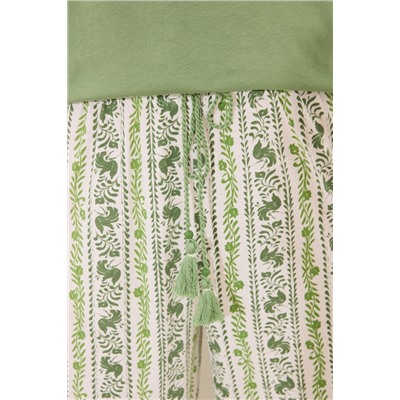 Pijama manga corta algodón estampado verde