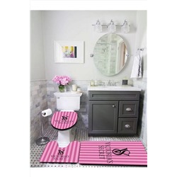 Doruklar Home Collection Yıkanabilir Kaymaz Tabanlı Dekoratif Desenli 3 Lü Klozet Takımı Banyo Paspas Seti KT-054