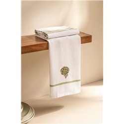 Artichaut 2'li Nakışlı Kurulama Bezi - Beyaz/Yeşil