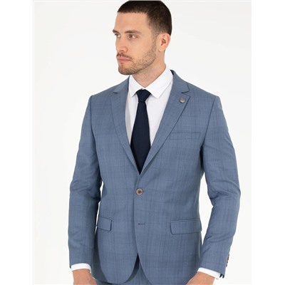%100 Yün Mavi Ekstra Slim Fit Takım Elbise