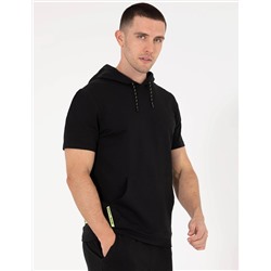 Siyah Regular Fit Kapüşonlu Tişört