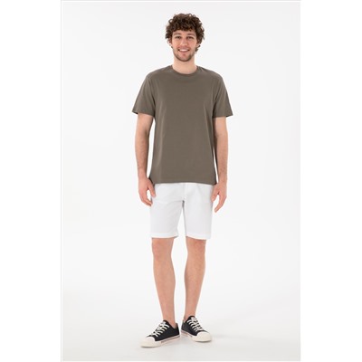 Erkek Regular Fit Bisiklet Yaka Vizon Basic Tişört