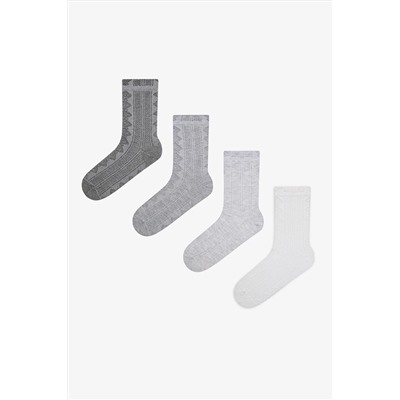 Penti, Jacquard Spiral 4lü Açık Gri Burun Dikişsiz Soket Çorap