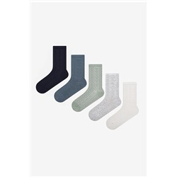 Penti, Classy Jacquard 5li Lacivert Gri Beyaz Burun Dikişsiz Soket Çorap