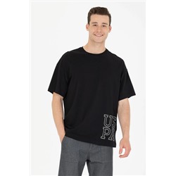 Erkek Siyah Oversize Bisiklet Yaka Tişört