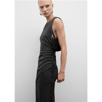 Vestido lunares fruncido lateral