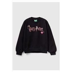 United Colors of Benetton Kız Çocuk Siyah Simli Harry Potter Baskılı Sweatshirt 223A3J68C10IF