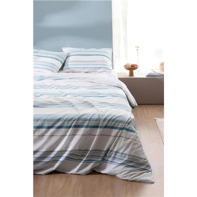Sorel King Size %100 Pamuk Ranforce Baskılı Nevresim Takımı - Turkuaz