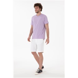 Erkek Regular Fit Bisiklet Yaka Lila Basic Tişört
