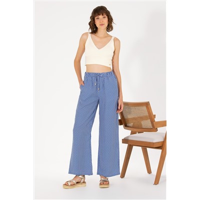 Kadın Saks Loose Relax Fit Pantolon