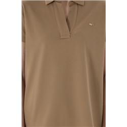 Kadın Haki Basic Polo Yaka Tişört