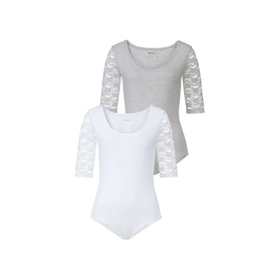 ESMARA® Bodies Damen, 2 Stück, mit Rundhalsausschnitt