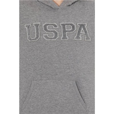 Kadın Gri Melanj Kapüşonlu Basic Sweatshirt