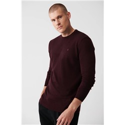 Avva Erkek Bordo Bisiklet Yaka Tüylenmeyen Regular Fit Standart Kesim Triko Kazak E005000