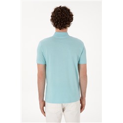 Erkek Slim Fit Polo Yaka Açık Mavi Basic Tişört