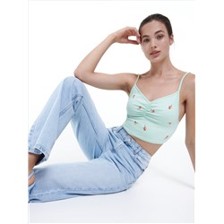 Crop Top mit Stickereidetail