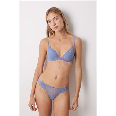 Tanga clásico plumeti encaje azul