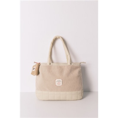 Bolso grande acolchado beige Snoopy