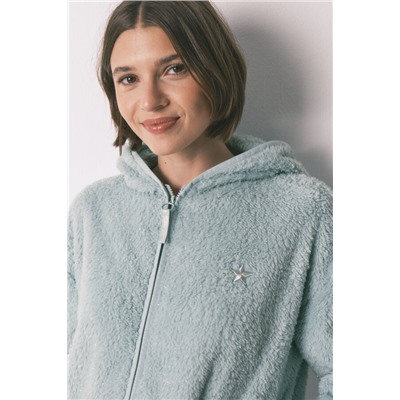 Bata corta tejido pelo verde lurex