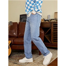 Men Slant Pocket Straight Leg Jeans