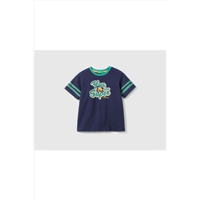 United Colors of Benetton Erkek Çocuk-lacivert-tek Cepli Grafik Baskılı T-shirt 223P3096G108K-252