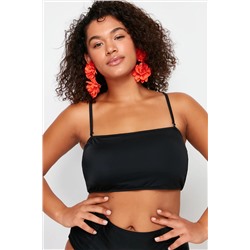 Siyah Straplez İp Askılı Büyük Beden Bikini Üstü TBBSS23CT00013