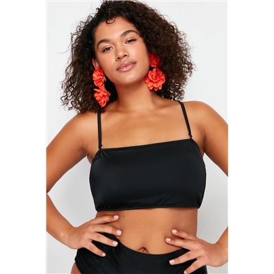 Siyah Straplez İp Askılı Büyük Beden Bikini Üstü TBBSS23CT00013