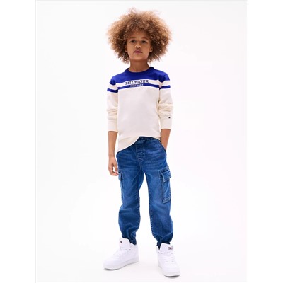 Kids' Colorblock Logo Crewneck Sweater