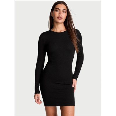 Luxe Ribbed Modal Long-Sleeve Mini Slip