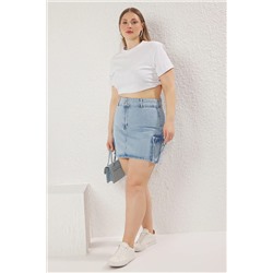 Açık Mavi Kargo Cepli Denim Etek TBBSS23AZ00057