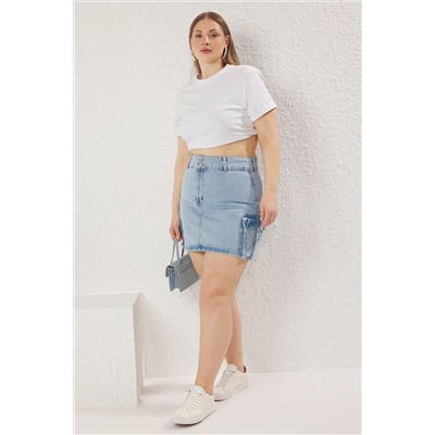 Açık Mavi Kargo Cepli Denim Etek TBBSS23AZ00057