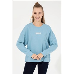 Kadın Mavi Bisiklet Yaka Basic Sweatshirt