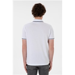 Erkek Slim Fit Polo Yaka Beyaz Basic Tişört