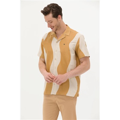 Erkek Camel Kısa Kollu Gömlek