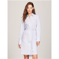 TOMMY HILFIGER BELTED STRIPE COTTON POPLIN SHIRTDRESS