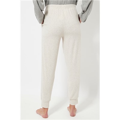 Pantalón de pijama cintura alta - Crudo jaspeado