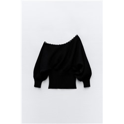 KNIT SWEATER WITH METAL BEADS