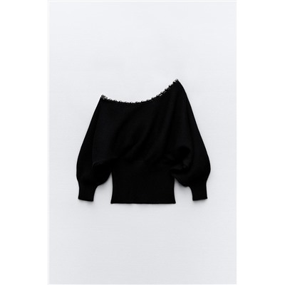 KNIT SWEATER WITH METAL BEADS