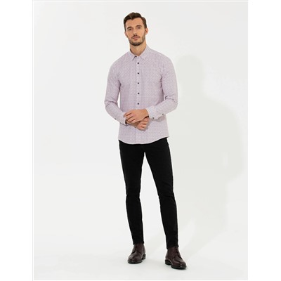 Bordo Slim Fit Uzun Kollu Gömlek