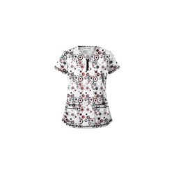 UA Mod Mix White Print Scrub Top